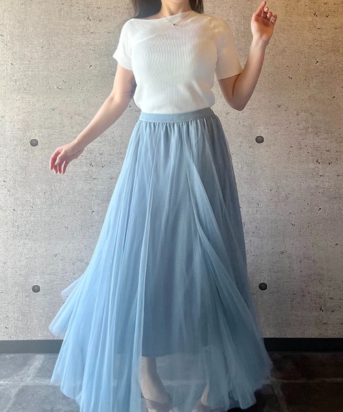 THEODORIC.dy(セオドリックディ)の「エアリーチュールスカート(軽やかに揺れる、上品オトナ映え) / Airy Tulle Skirt(スカート・レディース・ピンク/アイボリー/ブラック/ライトブルー・FREE)」の7枚目の写真