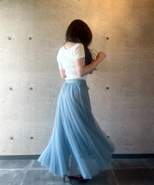 THEODORIC.dy(セオドリックディ)の「エアリーチュールスカート(軽やかに揺れる、上品オトナ映え) / Airy Tulle Skirt(スカート・レディース・ピンク/アイボリー/ブラック/ライトブルー・FREE)」の6枚目の写真