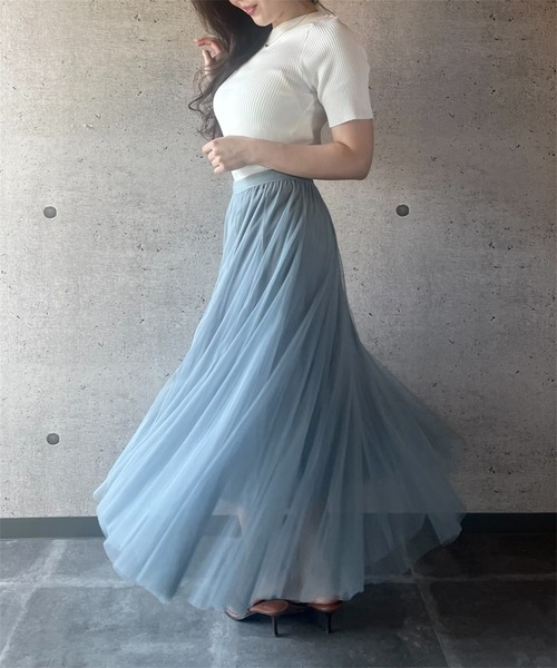 THEODORIC.dy(セオドリックディ)の「エアリーチュールスカート(軽やかに揺れる、上品オトナ映え) / Airy Tulle Skirt(スカート・レディース・ピンク/アイボリー/ブラック/ライトブルー・FREE)」の12枚目の写真