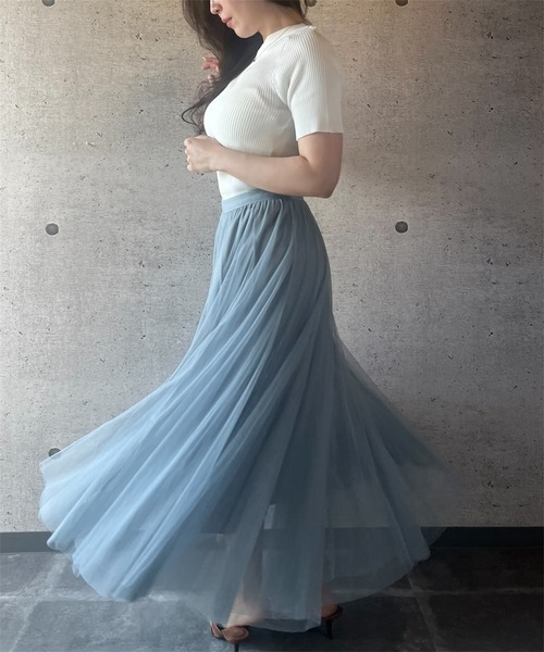 THEODORIC.dy(セオドリックディ)の「エアリーチュールスカート(軽やかに揺れる、上品オトナ映え) / Airy Tulle Skirt(スカート・レディース・ピンク/アイボリー/ブラック/ライトブルー・FREE)」の21枚目の写真
