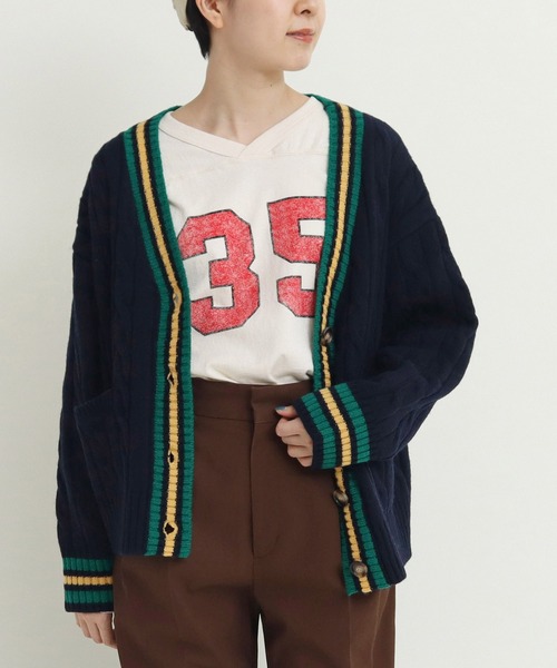 CHILD WOMAN(チャイルドウーマン)の「☆チルデンニットカーディガン(カーディガン/ボレロ・レディース・アイボリー/ネイビー・FREE)」の1枚目の写真