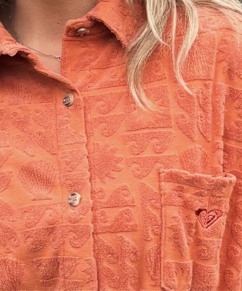 ROXY(ロキシー)の「SUNBATHING SHIRT /ロキシー総柄パイル開襟シャツ(シャツ/ブラウス・レディース・ネイビー/パープル/オレンジ・SMALL)」の15枚目の写真