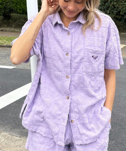 ROXY(ロキシー)の「SUNBATHING SHIRT /ロキシー総柄パイル開襟シャツ(シャツ/ブラウス・レディース・ネイビー/パープル/オレンジ・SMALL)」の10枚目の写真