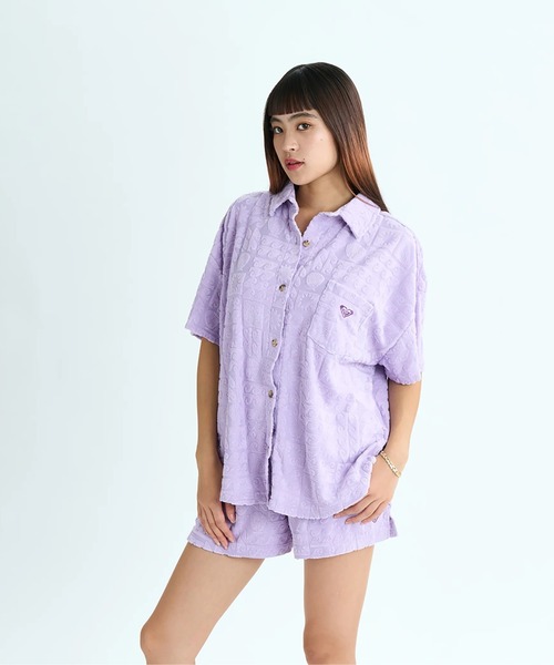 ROXY(ロキシー)の「SUNBATHING SHIRT /ロキシー総柄パイル開襟シャツ(シャツ/ブラウス・レディース・ネイビー/パープル/オレンジ・SMALL)」の11枚目の写真