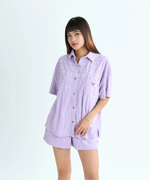 ROXY(ロキシー)の「SUNBATHING SHIRT /ロキシー総柄パイル開襟シャツ(シャツ/ブラウス・レディース・ネイビー/パープル/オレンジ・SMALL)」の12枚目の写真