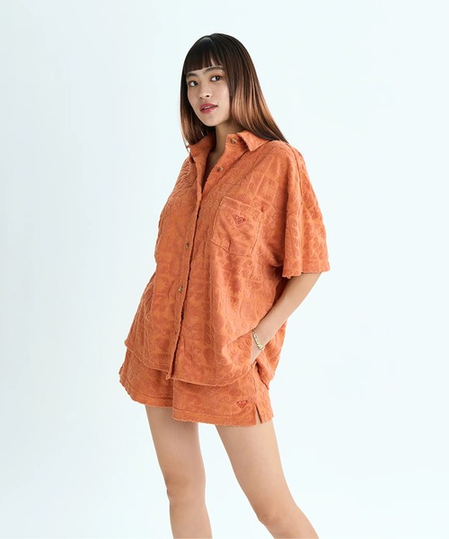 ROXY(ロキシー)の「SUNBATHING SHIRT /ロキシー総柄パイル開襟シャツ(シャツ/ブラウス・レディース・ネイビー/パープル/オレンジ・SMALL)」の21枚目の写真
