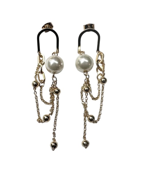 amplis(アンプリス)の「パールドレープチェーンピアス/breez(ピアス(両耳用)・レディース・イエローゴールド/シルバー・FREE)」の5枚目の写真