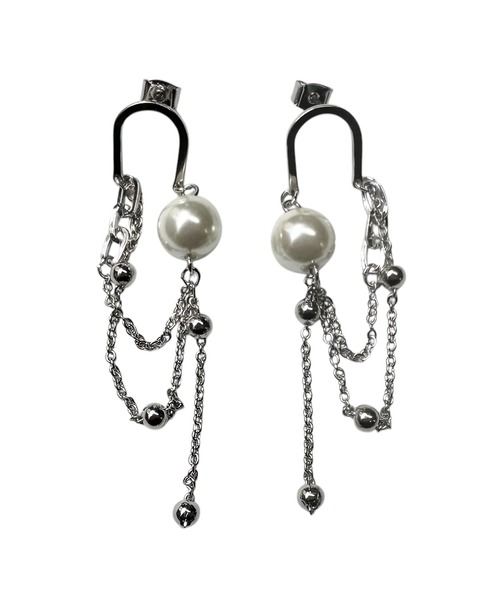 amplis(アンプリス)の「パールドレープチェーンピアス/breez(ピアス(両耳用)・レディース・イエローゴールド/シルバー・FREE)」の6枚目の写真