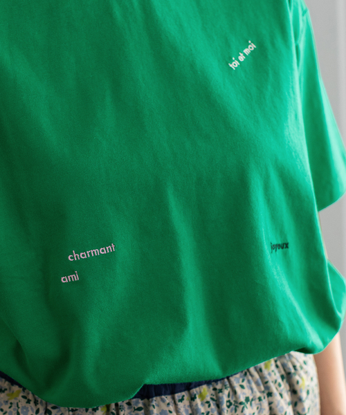 POU DOU DOU(プードゥドゥ)の「ミニロゴ刺繍カラーTシャツ(Tシャツ/カットソー・レディース・ターコイズブルー/レッド/オフホワイト/ネイビー/グリーン・M)」の13枚目の写真