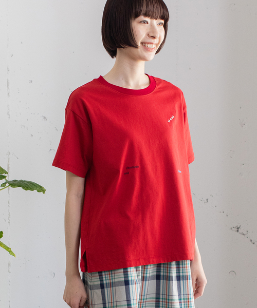 POU DOU DOU(プードゥドゥ)の「ミニロゴ刺繍カラーTシャツ(Tシャツ/カットソー・レディース・ターコイズブルー/レッド/オフホワイト/ネイビー/グリーン・M)」の14枚目の写真