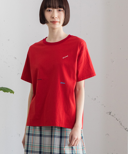 POU DOU DOU(プードゥドゥ)の「ミニロゴ刺繍カラーTシャツ(Tシャツ/カットソー・レディース・ターコイズブルー/レッド/オフホワイト/ネイビー/グリーン・M)」の15枚目の写真