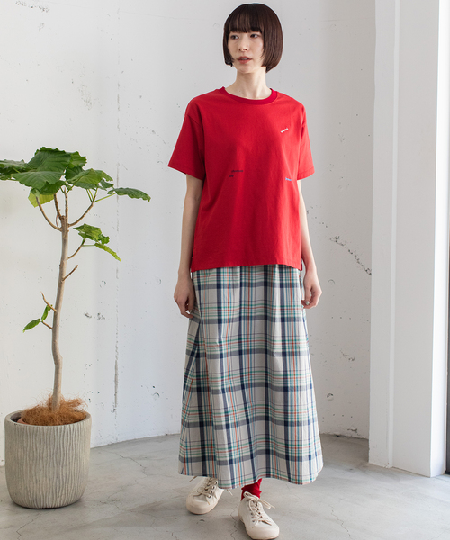 POU DOU DOU(プードゥドゥ)の「ミニロゴ刺繍カラーTシャツ(Tシャツ/カットソー・レディース・ターコイズブルー/レッド/オフホワイト/ネイビー/グリーン・M)」の17枚目の写真