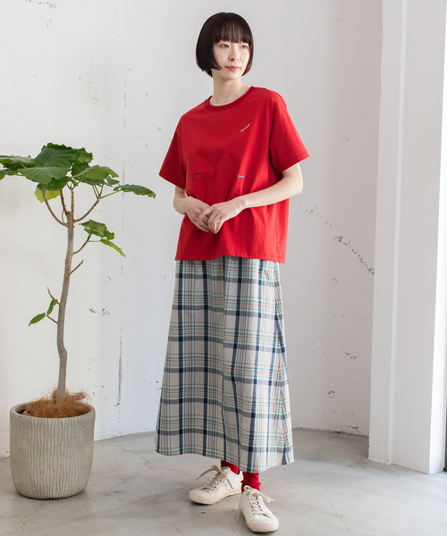 POU DOU DOU(プードゥドゥ)の「ミニロゴ刺繍カラーTシャツ(Tシャツ/カットソー・レディース・ターコイズブルー/レッド/オフホワイト/ネイビー/グリーン・M)」の18枚目の写真