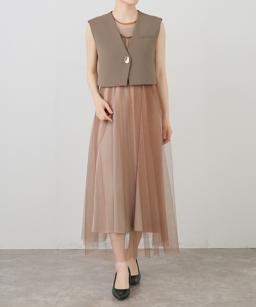 La TOTALITE(ラトータリテ)の「ベストセットドレス(ドレス・レディース・ブラック/ブラウン・FREE)」の2枚目の写真