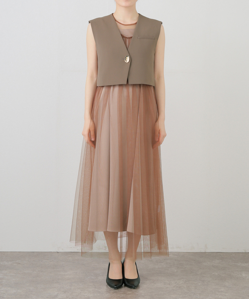 La TOTALITE(ラトータリテ)の「ベストセットドレス(ドレス・レディース・ブラック/ブラウン・FREE)」の3枚目の写真