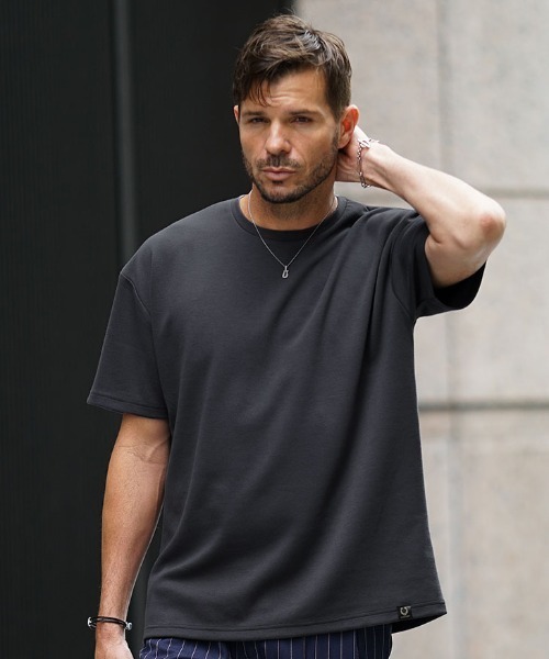 boohoo MAN★オーバーサイズ 半袖 クリンクル トップス Tシャツ SOMEDIFF】オーバーサイズ 半袖プレミアムカットソー メンズ T