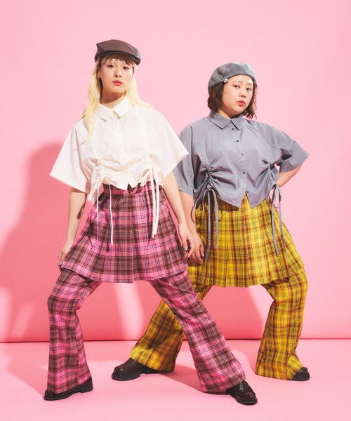 PUNYUS（プニュズ）の「センタープレスチェックフレアパンツ（その他パンツ・レディース・グリーン/ピンク/イエロー・1/2/3/4）」の11枚目の写真