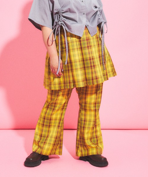 セール】センタープレスチェックフレアパンツ（その他パンツ