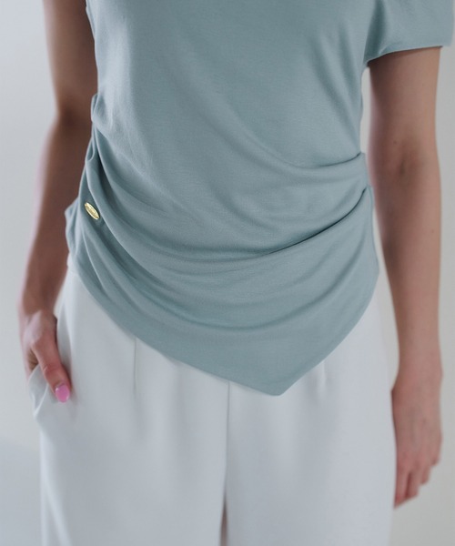 KINO THE KEI(キノザケイ)の「アシンメトリー オフショル プルオーバー KINO THE KEI(Tシャツ/カットソー・レディース・ピンクベージュ/ミント・フリー)」の19枚目の写真
