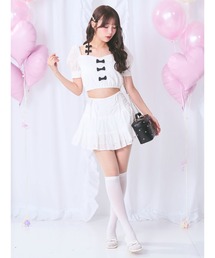 Me roir ミーロワール　ぐるぐるリボンオフショルブラウス　White セール】ぐるぐるリボンオフショルブラウス（シャツ/ブラウス