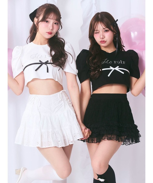 Me roir おリボンレースパフTOPS おリボンレースパフTOPS - Me roir(ミーロワール)のTシャツ