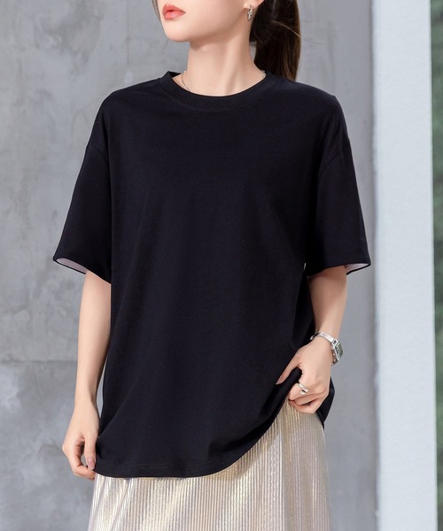 H　BEAUTY&YOUTH ドロップショルダーショート Tシャツ 二枚セット AH ABAHOUSE】カットジョーゼット ドロップショルダー モック