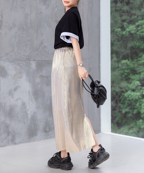DAY CLOSET(デイ クローゼット)の「レディース 2WAYカジュアル半袖ドロップショルダーTシャツ(Tシャツ/カットソー・レディース・グレー系その他/ブラック×ホワイト/ホワイト系その他・FREE)」の12枚目の写真