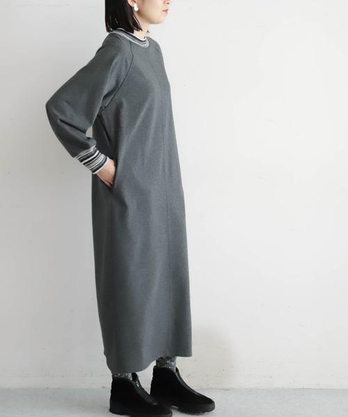 NOMBRE IMPAIR（ノンブルアンペール）の「ボーダーリブコンビ　ハイネックワンピース（ワンピース・レディース・ブラック/チャコールグレー・FREE）」の18枚目の写真