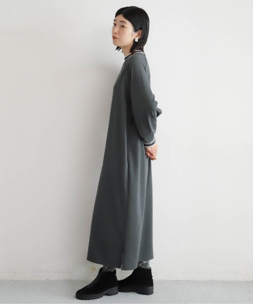 NOMBRE IMPAIR（ノンブルアンペール）の「ボーダーリブコンビ　ハイネックワンピース（ワンピース・レディース・ブラック/チャコールグレー・FREE）」の16枚目の写真