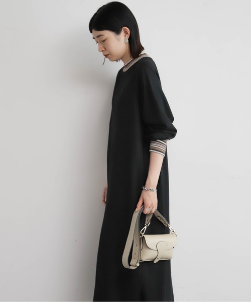 NOMBRE IMPAIR（ノンブルアンペール）の「ボーダーリブコンビ　ハイネックワンピース（ワンピース・レディース・ブラック/チャコールグレー・FREE）」の12枚目の写真