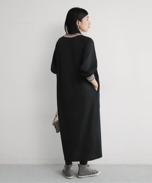 NOMBRE IMPAIR（ノンブルアンペール）の「ボーダーリブコンビ　ハイネックワンピース（ワンピース・レディース・ブラック/チャコールグレー・FREE）」の10枚目の写真