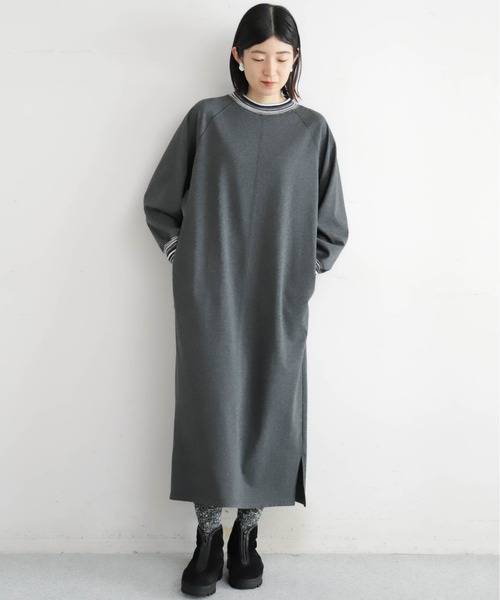 NOMBRE IMPAIR（ノンブルアンペール）の「ボーダーリブコンビ　ハイネックワンピース（ワンピース・レディース・ブラック/チャコールグレー・FREE）」の14枚目の写真