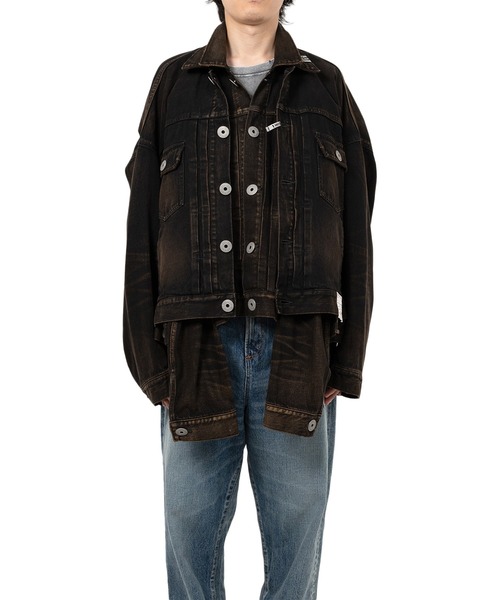 Maison MIHARA YASUHIRO（メゾンミハラヤスヒロ）の「Front Layered Denim Jacket（ブルゾン・メンズ・インディゴブルー/ブラック・48/46/44）」の15枚目の写真