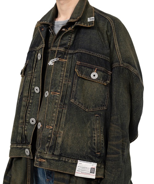 Maison MIHARA YASUHIRO（メゾンミハラヤスヒロ）の「Front Layered Denim Jacket（ブルゾン・メンズ・インディゴブルー/ブラック・48/46/44）」の14枚目の写真