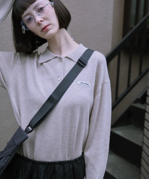 HONEY MI HONEY（ハニーミーハニー）の「logo polo knit mini one-piece（ワンピース・レディース・グレー/ブラック/ベージュ・FREE）」の3枚目の写真