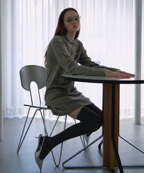 HONEY MI HONEY（ハニーミーハニー）の「logo polo knit mini one-piece（ワンピース・レディース・グレー/ブラック/ベージュ・FREE）」の9枚目の写真