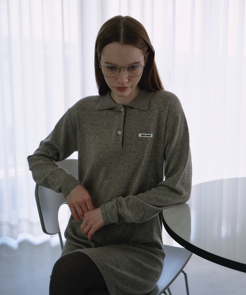 HONEY MI HONEY（ハニーミーハニー）の「logo polo knit mini one-piece（ワンピース・レディース・グレー/ブラック/ベージュ・FREE）」の11枚目の写真