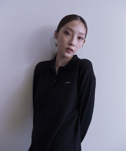HONEY MI HONEY（ハニーミーハニー）の「logo polo knit mini one-piece（ワンピース・レディース・グレー/ブラック/ベージュ・FREE）」の16枚目の写真