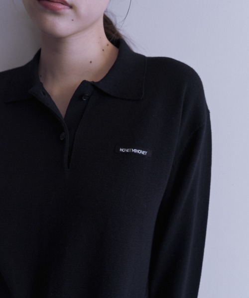HONEY MI HONEY（ハニーミーハニー）の「logo polo knit mini one-piece（ワンピース・レディース・グレー/ブラック/ベージュ・FREE）」の17枚目の写真