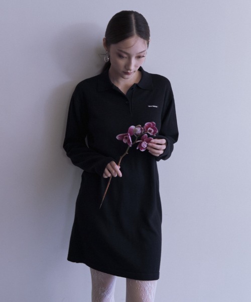 HONEY MI HONEY（ハニーミーハニー）の「logo polo knit mini one-piece（ワンピース・レディース・グレー/ブラック/ベージュ・FREE）」の18枚目の写真