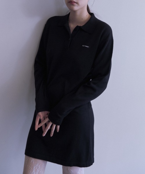 HONEY MI HONEY（ハニーミーハニー）の「logo polo knit mini one-piece（ワンピース・レディース・グレー/ブラック/ベージュ・FREE）」の19枚目の写真
