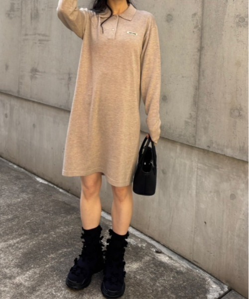 HONEY MI HONEY（ハニーミーハニー）の「logo polo knit mini one-piece（ワンピース・レディース・グレー/ブラック/ベージュ・FREE）」の21枚目の写真