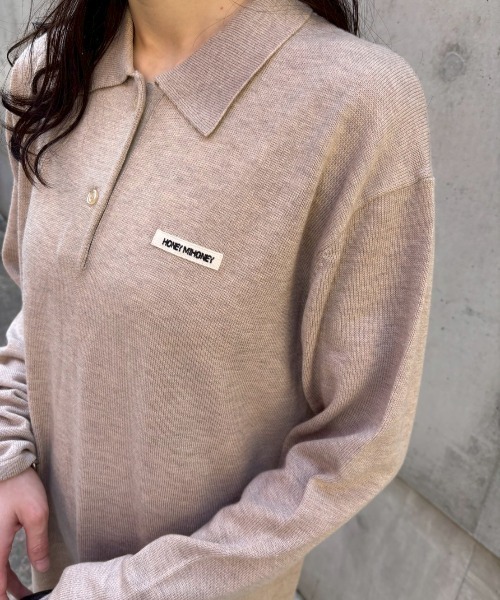 HONEY MI HONEY（ハニーミーハニー）の「logo polo knit mini one-piece（ワンピース・レディース・グレー/ブラック/ベージュ・FREE）」の22枚目の写真