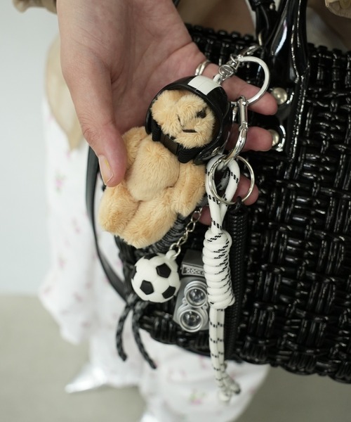No.014 じゃらじゃらチャーム　4ペア クマ テディーベア カラビナ付き じゃらじゃら バッグチャーム