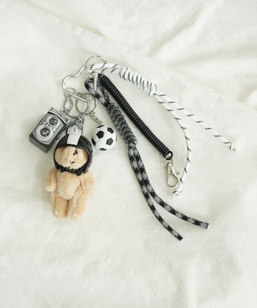 クマ テディーベア カラビナ付き じゃらじゃら バッグチャーム