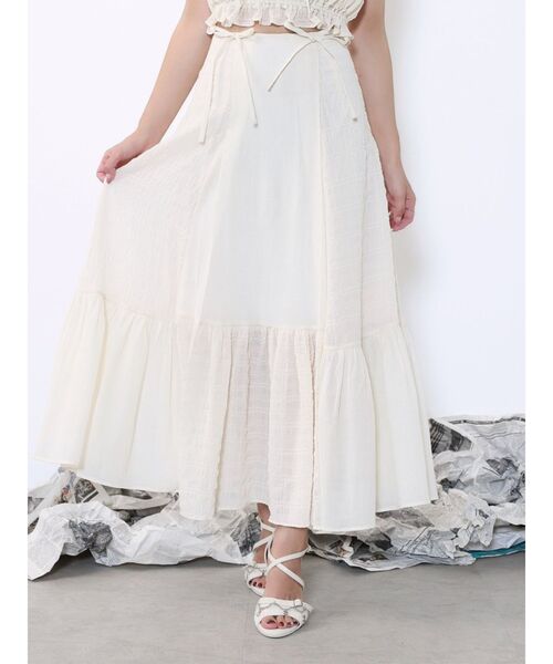 EATME（イートミー）の「ギャザーロングスカート（スカート・レディース・アイボリー/ブラック/ブルー・FREE）」の2枚目の写真