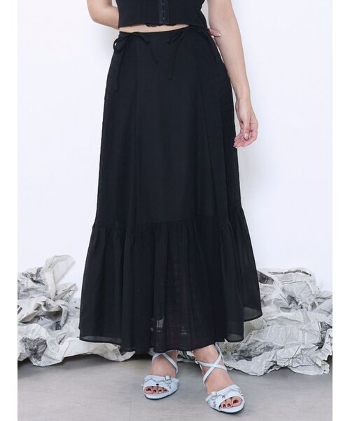 EATME（イートミー）の「ギャザーロングスカート（スカート・レディース・アイボリー/ブラック/ブルー・FREE）」の3枚目の写真