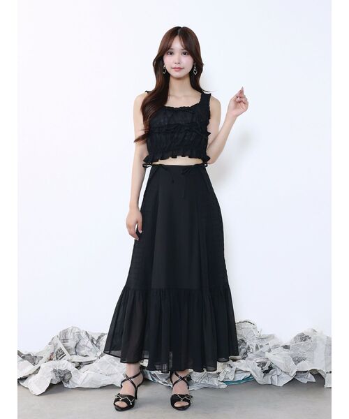 EATME（イートミー）の「ギャザーロングスカート（スカート・レディース・アイボリー/ブラック/ブルー・FREE）」の4枚目の写真