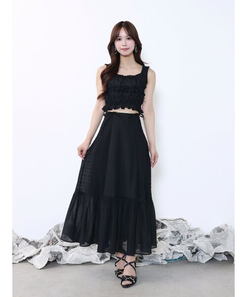 EATME（イートミー）の「ギャザーロングスカート（スカート・レディース・アイボリー/ブラック/ブルー・FREE）」の5枚目の写真