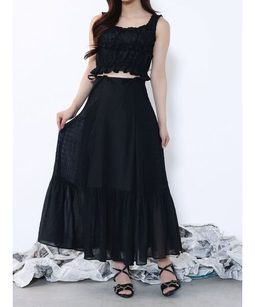 EATME（イートミー）の「ギャザーロングスカート（スカート・レディース・アイボリー/ブラック/ブルー・FREE）」の6枚目の写真